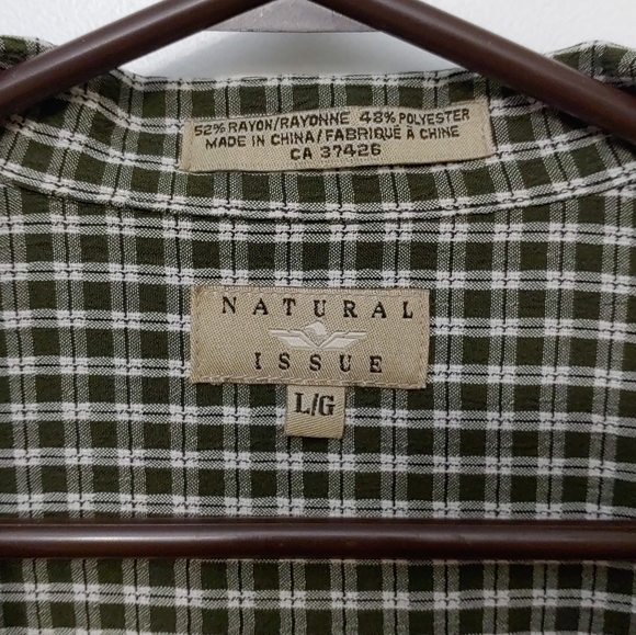 Vintage Men's Tartan Dress Shirt - Natural Issue Olive Button Down Size L - Picture 3 of 8